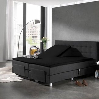 HSL Splittopper hoeslaken - jersey - 180x200/220 cm - zwart