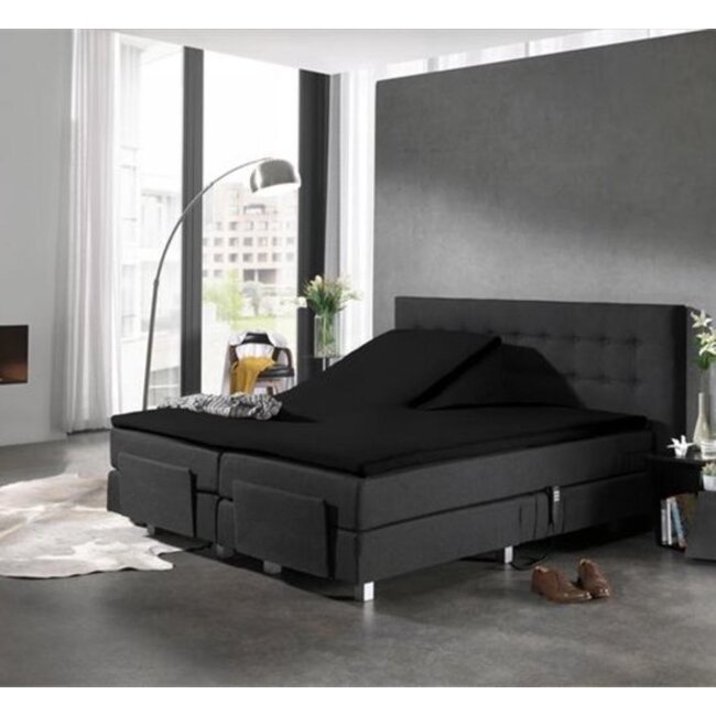 Splittopper hoeslaken - jersey - 180x200/220 cm - zwart
