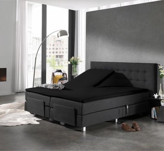 Splittopper hoeslaken - jersey - 180x200/220 cm - zwart