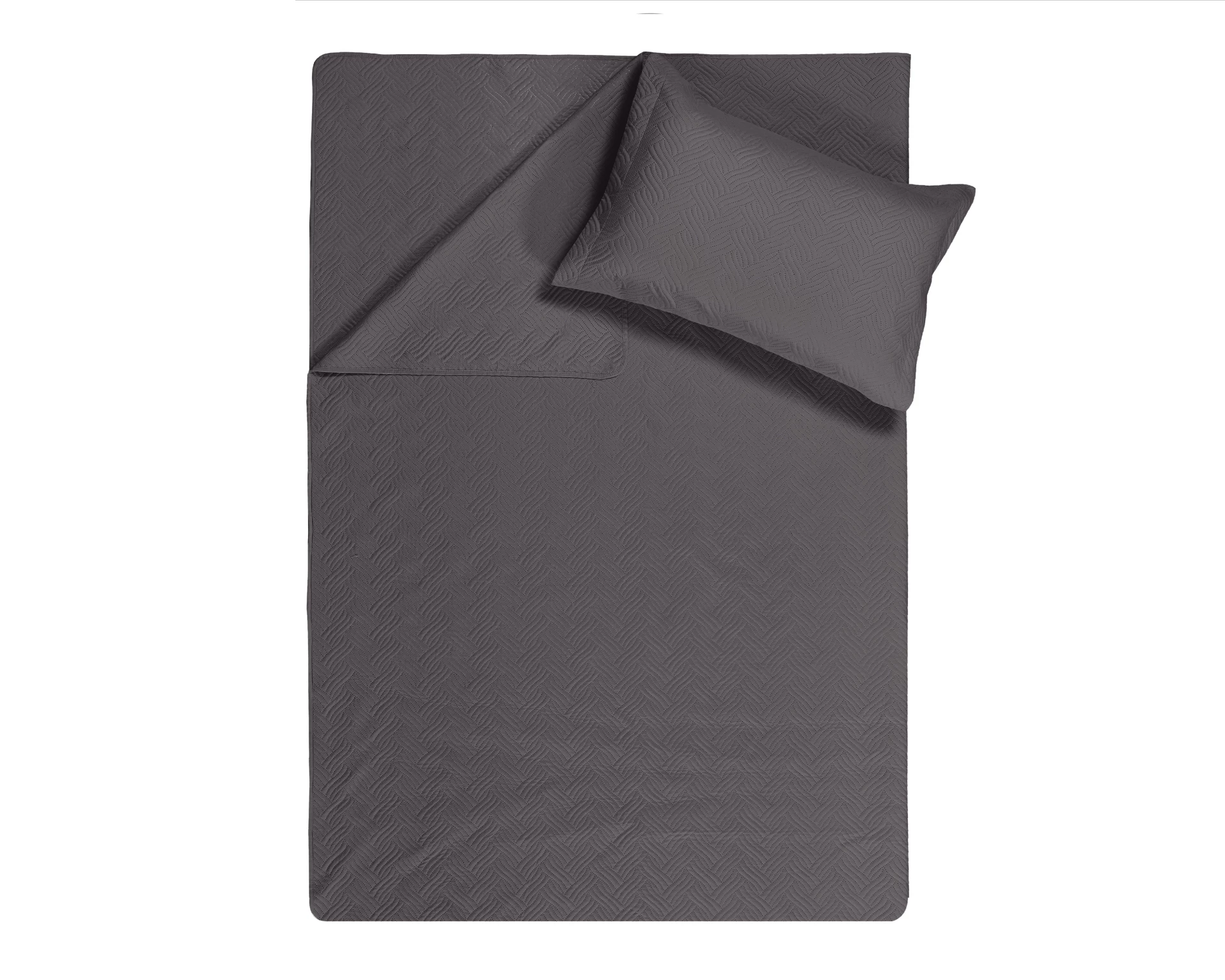 Sprei Wave - antraciet - micropercal - 260x250 cm - Incl. 2 Kussenslopen