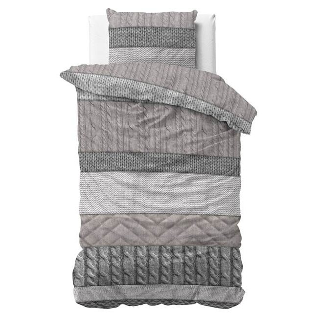 Flanel  dekbedovertrek Elin - taupe