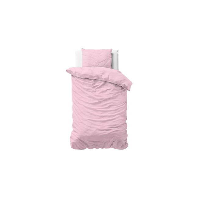 Katoen dekbedovertrek Stone washed - roze