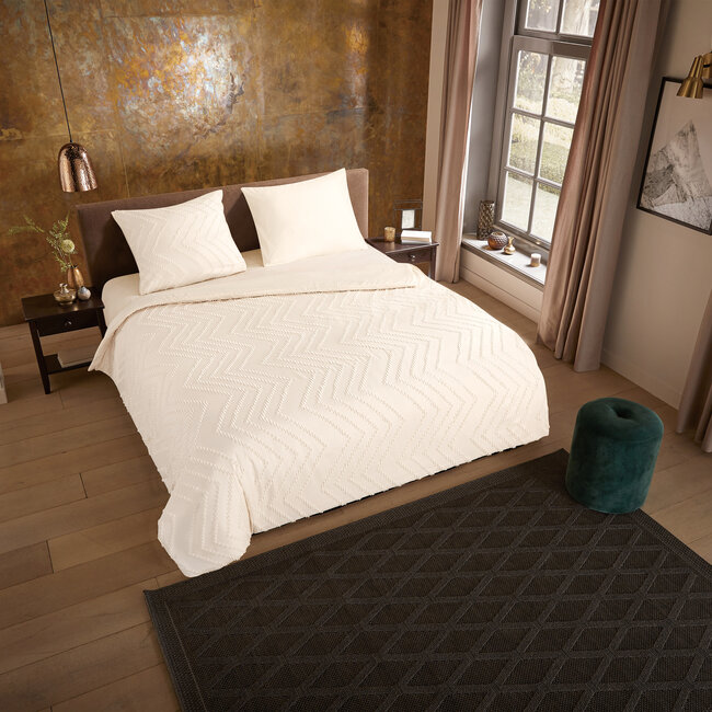 Microvezel dekbedovertrek Zigzag - creme