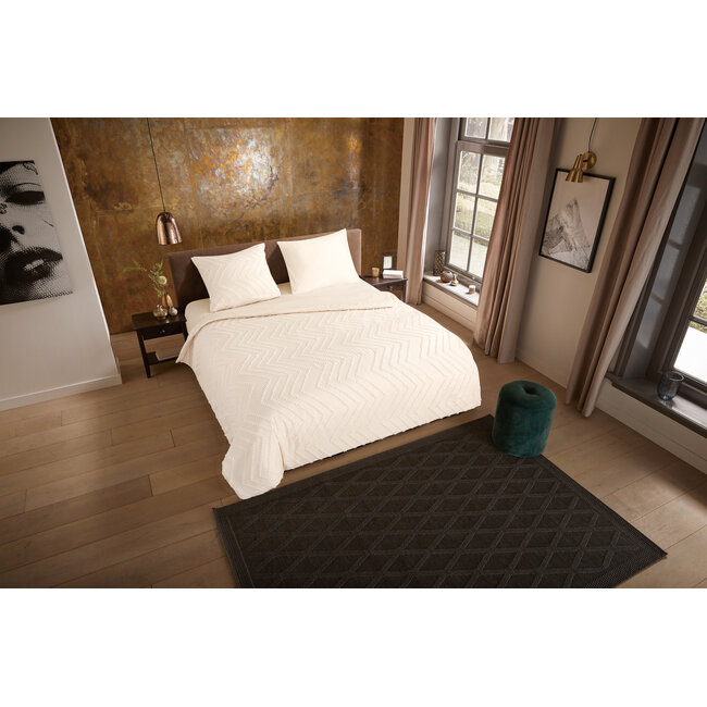 Microvezel dekbedovertrek Zigzag - creme