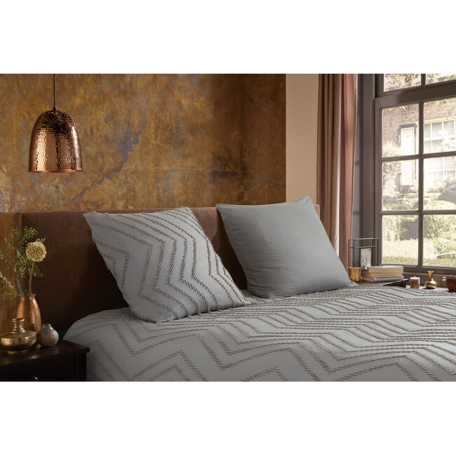 Microvezel dekbedovertrek Zigzag - Taupe