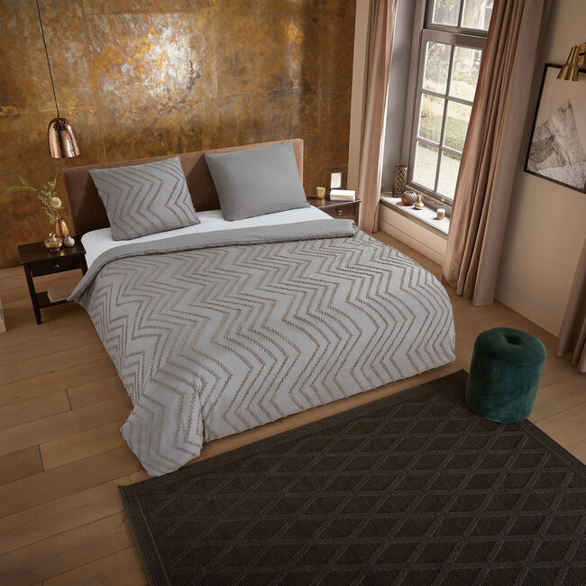 Microvezel dekbedovertrek Zigzag - Taupe