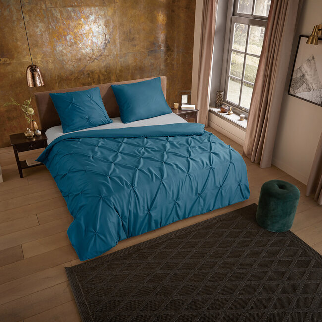 Dekbedovertrek Plooi - petrol - microvezel