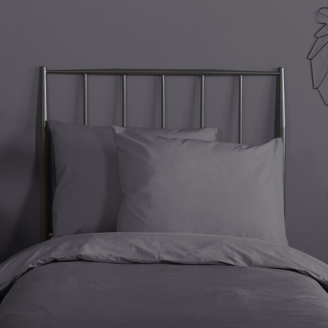 Katoen dekbedovertrek uni antraciet - katoen