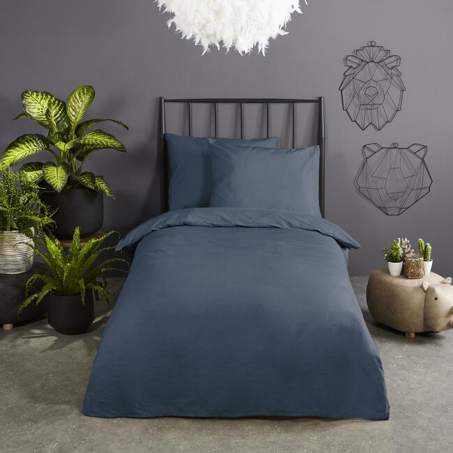 Katoen dekbedovertrek uni denim