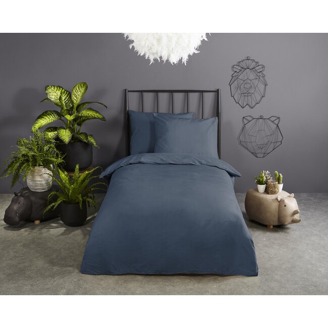 Katoen dekbedovertrek uni denim
