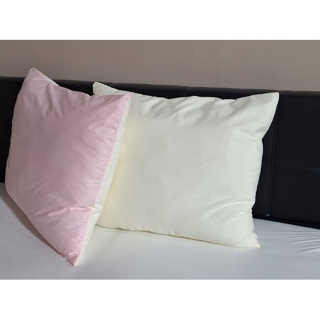 Gekleurd hoofdkussen - roze/ecru - 60x70 cm - 600 gram
