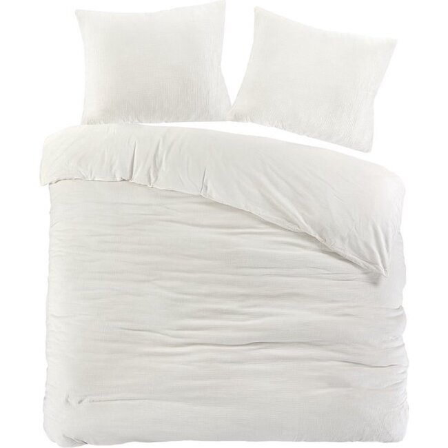 Katoen percal dekbedovertrek Rome - crème - mousseline