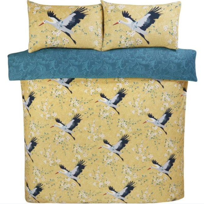 Microvezel dekbedovertrek Kraanvogel geel