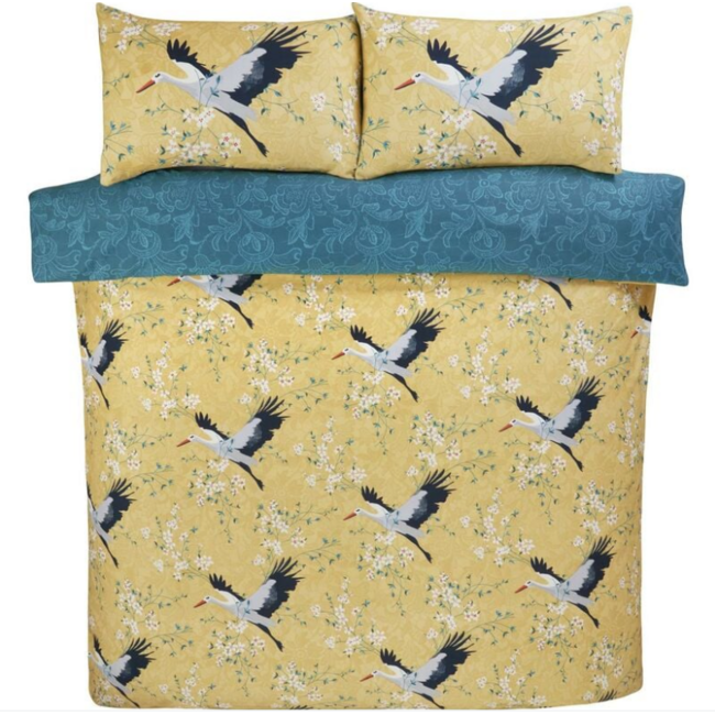 Microvezel dekbedovertrek Kraanvogel geel