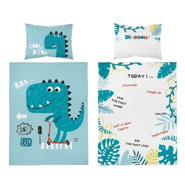 Ledikant dekbedovertrek Cool dude blauw - 100x135 + 40x60 cm - katoen