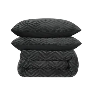Sleeptime Teddy dekbedovertrek Chevron - onderkant microvezel - Antraciet