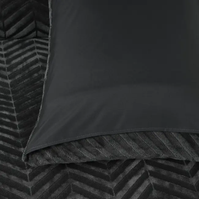 Teddy dekbedovertrek Chevron - onderkant microvezel - Antraciet