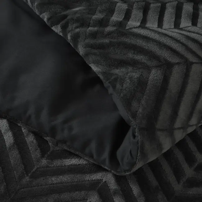 Teddy dekbedovertrek Chevron - onderkant microvezel - Antraciet