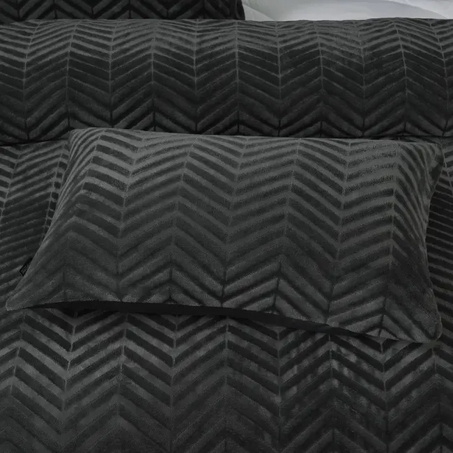 Teddy dekbedovertrek Chevron - onderkant microvezel - Antraciet