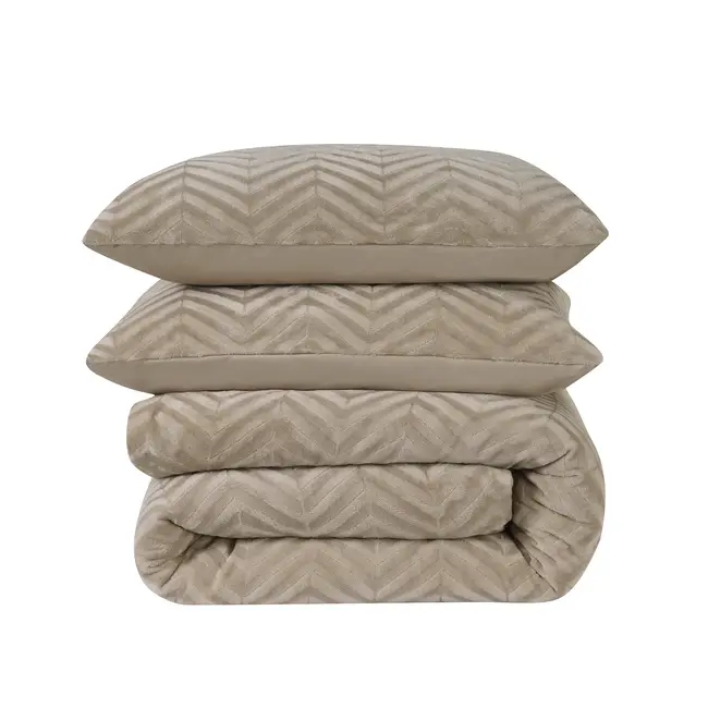 Teddy dekbedovertrek Chevron - onderkant microvezel - Taupe