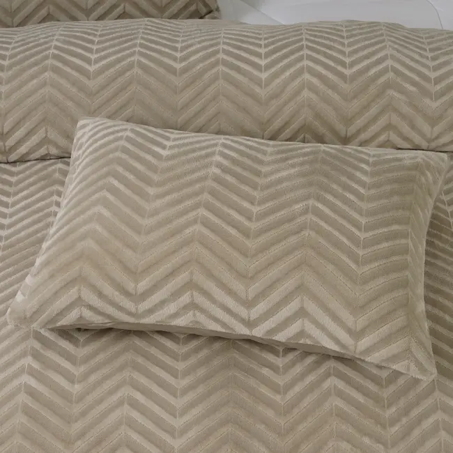 Teddy dekbedovertrek Chevron - onderkant microvezel - Taupe