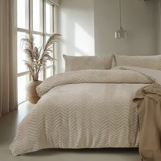 Sleeptime Teddy dekbedovertrek Chevron - onderkant microvezel - Taupe