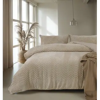 Sleeptime Teddy dekbedovertrek Chevron - onderkant microvezel - Taupe