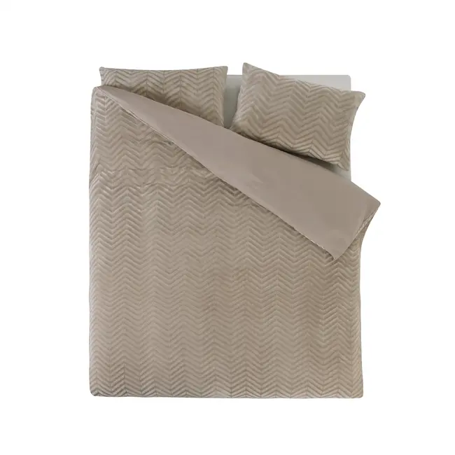 Teddy dekbedovertrek Chevron - onderkant microvezel - Taupe
