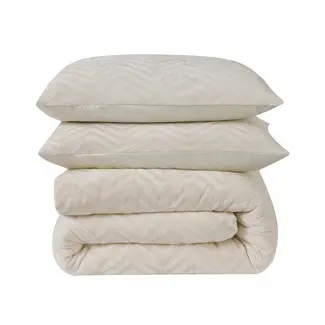 Sleeptime Teddy dekbedovertrek Chevron - onderkant microvezel - Crème