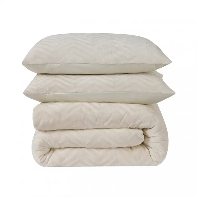 Teddy dekbedovertrek Chevron - onderkant microvezel - Crème