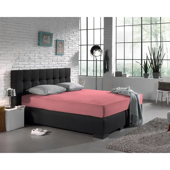 Hoeslaken - enkel jersey 135gr - roze