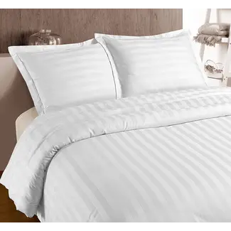 Primaviera Deluxe Hotelstripe dekbedovertrek - katoen satijn - Wit