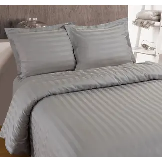 Primaviera Deluxe Katoensatijn dekbedovertrek Hotelstripe - Grijs