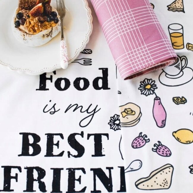 Theedoekdoekenset Food is my best friend - 40x60cm
