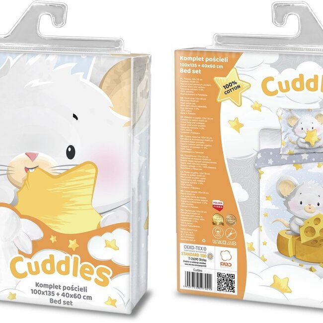 Ledikant dekbedovertrek Muisje - katoen - 100x135 cm + 40x60 cm