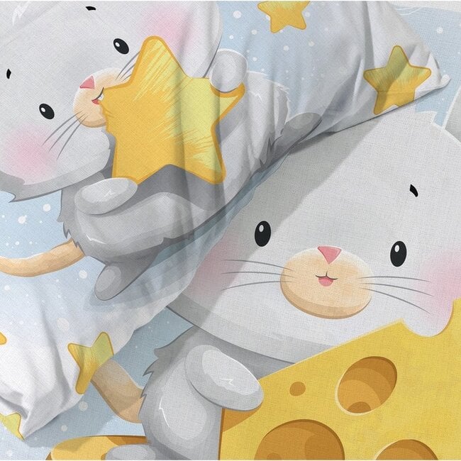 Ledikant dekbedovertrek Muisje - katoen - 100x135 cm + 40x60 cm