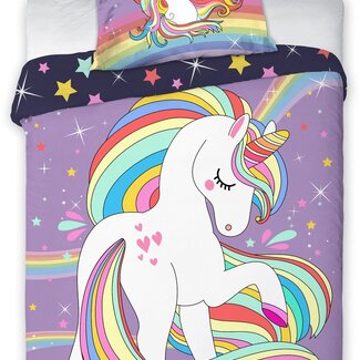 Cuddles Ledikant dekbedovertrek Unicorn Paars - katoen