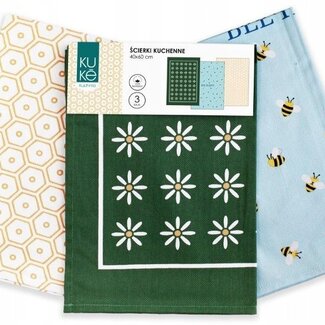 Kuke Theedoekdoekenset Bee Happy - 3-delig - 40x60cm