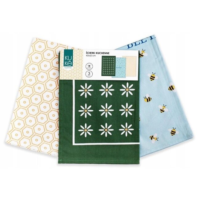 Theedoekdoekenset Bee Happy - 3-delig  - 40x60cm