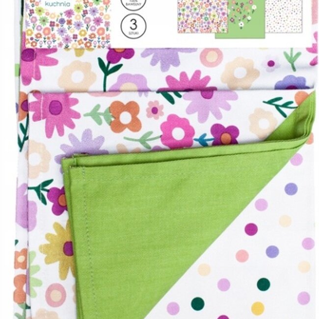 Theedoekdoekenset Bloemen - 3-delig  - 40x60cm