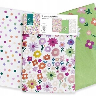 Kuke Theedoekdoekenset Bloemen - 3-delig - 40x60cm