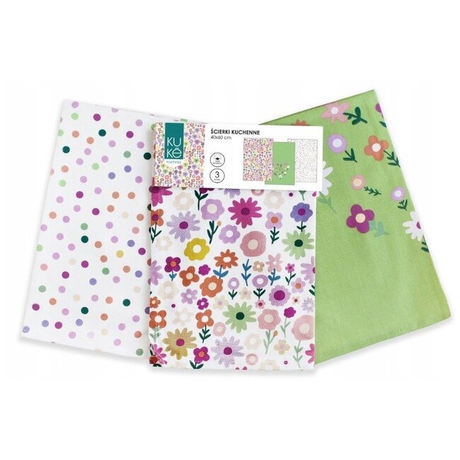 Theedoekdoekenset Bloemen - 3-delig  - 40x60cm