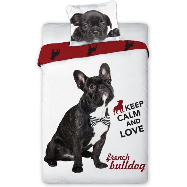 Katoen kinderdekbedovertrek Franse Bulldogs - 140x200 + 70x90 cm