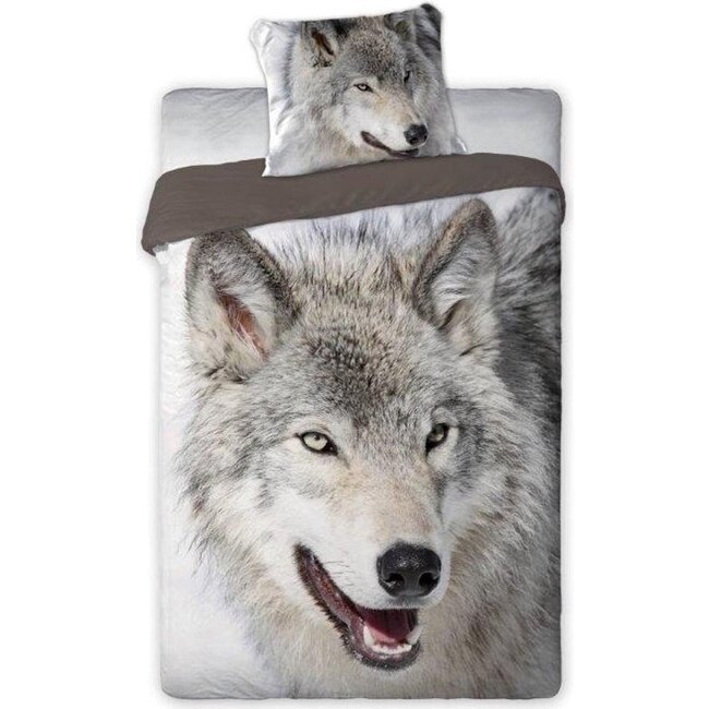Katoen kinderdekbedovertrek Wolf - 140x200 + 70x90 cm