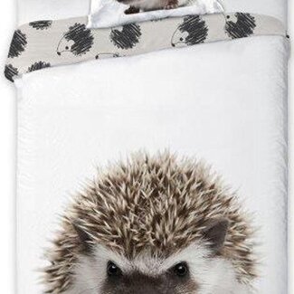 Animal Pictures Katoen kinderdekbedovertrek Egel Grijs - Eenpersoons