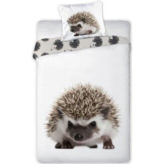 Animal Pictures Katoen kinderdekbedovertrek Egel Grijs - Eenpersoons