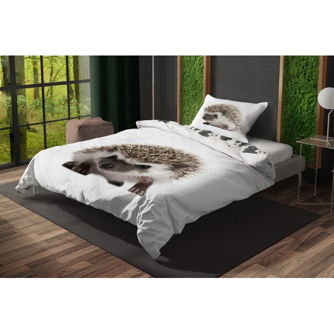Katoen kinderdekbedovertrek Egel Grijs - 140x200 + 70x90 cm
