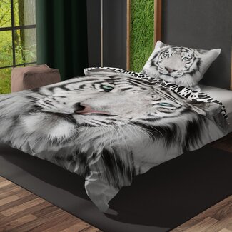 Animal Pictures Katoen kinderdekbedovertrek Tijger - Eenpersoons