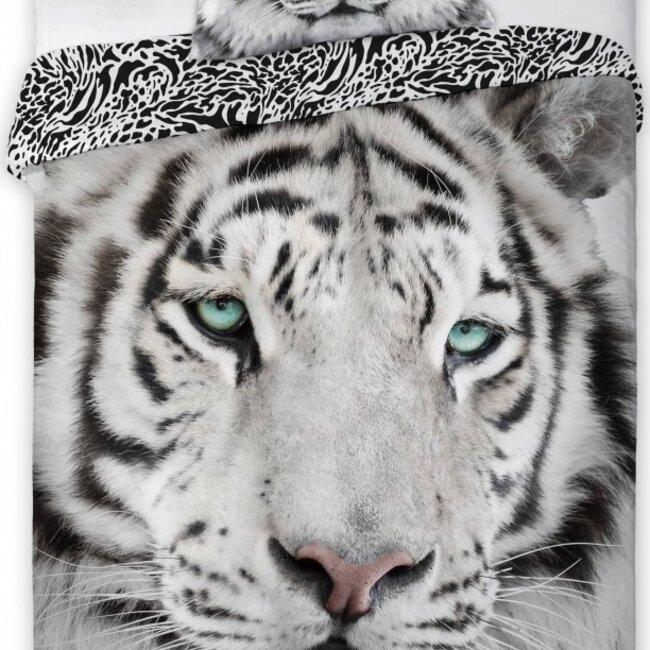 Katoen kinderdekbedovertrek Tijger - 140x200 + 70x90 cm