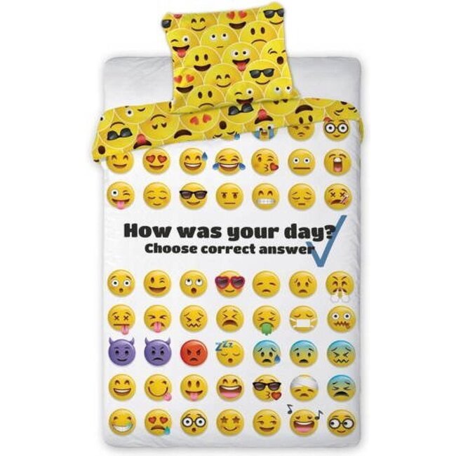 Dekbedovertrek Smileys Emoticons -  katoen - 140x200 + 70x90 cm